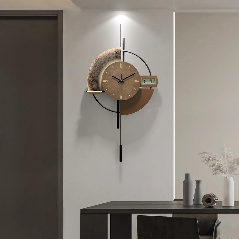 FIXNEO Large Wall Clocks Decorative with Temperature Display℃, Silent Unique