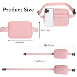 MICHTUNE Everywhere Belt Bag,Nylon Cross Body Fanny Pack for Women Men,Waterproof Fashion Waist Packs,Crossbody Bags with Adjustable Strap (Pink)