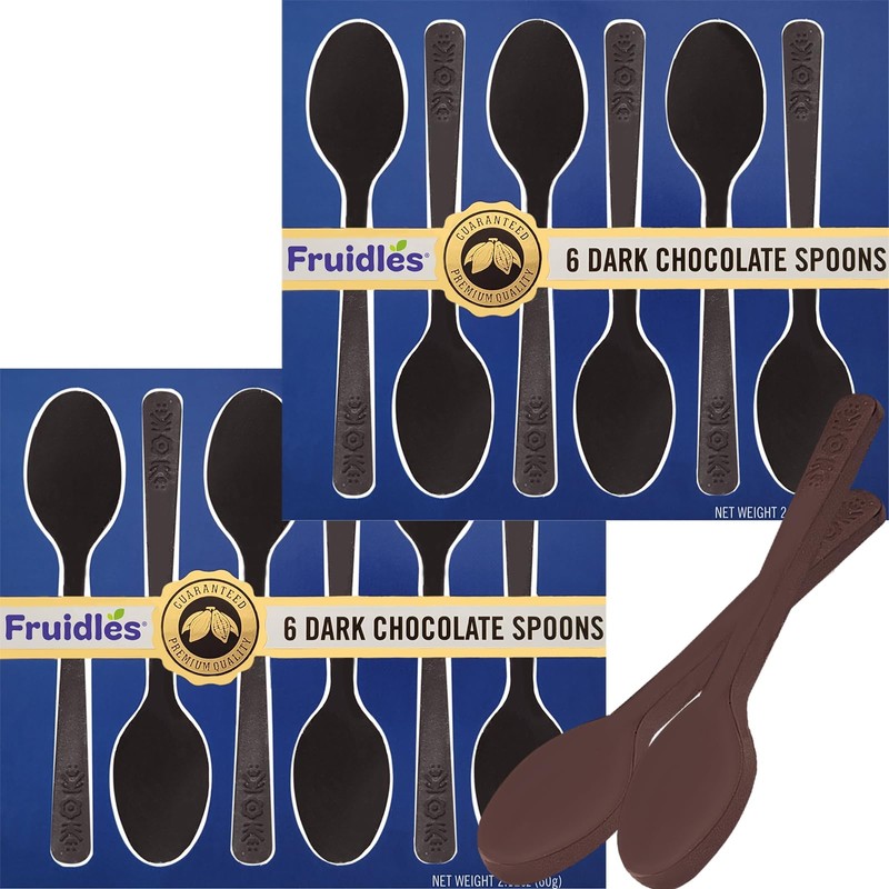 Fruidles Pack of 2 Boxes Dark Chocolate Spoons, 6 per