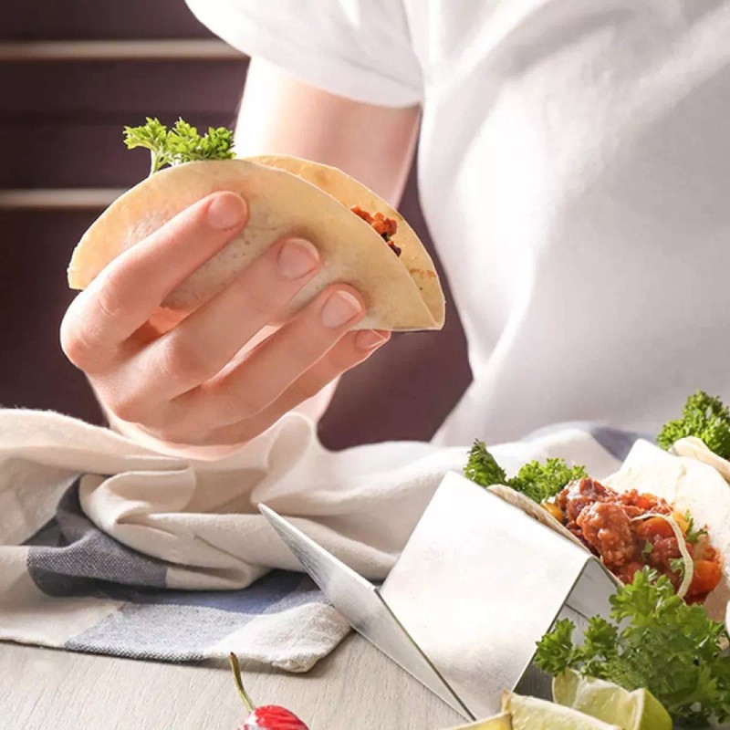 Lecute Plato Tacos Acero Inoxidable Bandeja Tortillas Sujetador Ch