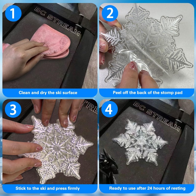YEESOOM Snowboard Stomp Pad, Snowflake Stomp Pad Snowboarding Clear, 3D