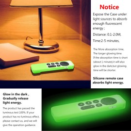 [2 Pack] Pinowu Remote Cover Case (Glowing in The Dark) Compatible with 2021 Apple TV Siri Remote (2nd Generation) - Lanyard Included, Anti Slip Cover Skin (Green and Blue)