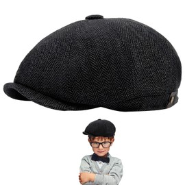 GYTFOG Kids Flat Cap Accessory, Victorian Costume Boys, Flat Cap with Herringbone Pattern, Children's Beret Hat, Dress Costume Accessory