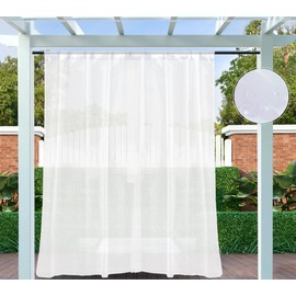 Clothink Set of 2 Outdoor Curtains, Weatherproof with Rod Pocket, Transparent, Outdoor Curtains, Waterproof Outdoor Curtains, Sun Protection, Privacy Screen for Balcony, Pergola, Patio, Porch (132 x