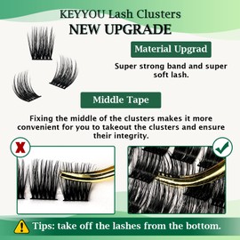 Lash Clusters 96pcs Individual Lashes D Curl 8-16MIX Eyelash Clusters KEYYOU Volume Wispy Lash Extension Soft&Comfortable Easy DIY at Home(Y12,D-8-16MIX)