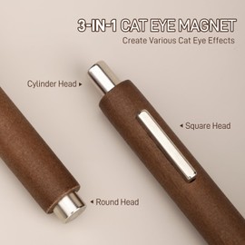 GAOY 3-in-1 Cat Eye Magnet for Nails, Cigar Shape Nail Magnet, Multi-Function Nail Magnets for Nail Art DIY at Home, Brown