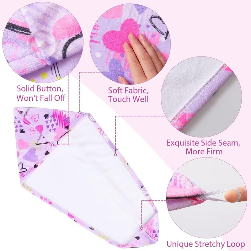 2 Pack Microfiber Hair Drying Towels Quick Dry Anti-frizz Head