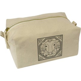 'Square Cow Motif' Canvas Wash Bag/Makeup Case (CS00004228)