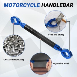 AICARS Motorcycle Handlebars Aluminum Alloy Motorcycle Cross Bar 22mm Adjustable Strength Levers Balance Handlebar Crossbar- Blue