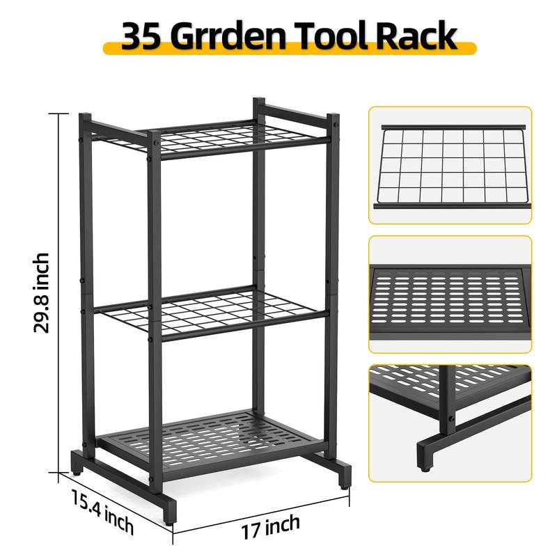 Garden Tool Organizer for Garage，Garden Tool Storage Rack with Wheels，Yard