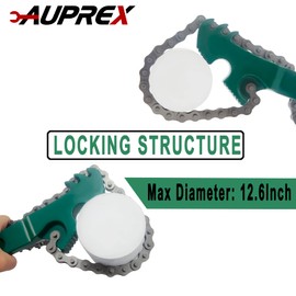 AUPREX 24 Inch Chain Wrench, Heavy Duty Chain Oil Filter Wrench, Adjustable Long Handle Wrench Tool Fits Max 12.6 Inch Diameter for Pipe Installation and Car Repair