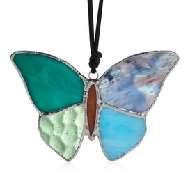 H&D HYALINE & DORA Butterfly Stained Glass Window Hangings Handmade Animal Design Panels Ornament for Home Window Garden