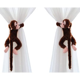 1 Pair Curtain Monkey Tiebacks Hook Curtain Clips Rope Plush Animal Curtain Accessories Holder Curtain Holdback Decorative Tieback Hook Toy for Children's Bedroom Living Room Home Office Window Office