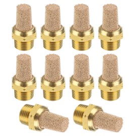 PATIKIL Pneumatic Muffler G 1/8 10 Pack Sintered Bronze Brass Air Compressor Exhaust Muffler Filter Air Solenoid Valve Muffler Fitting for Automated Pneumatic Equipment Gorden