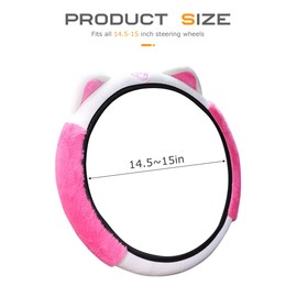 Flaconi Car Steering Wheel Cover Plush, Winter Steering Wheel Cover, Plush Steering Wheel Cover, Car Plush Steering Wheel Cover, Suitable for Cars, Trucks, Vans, SUVs (Rose Red)