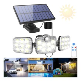 Lámpara Solar Exterior Impermeable Sensor Movimiento 138led