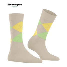 Burlington Women's Covent Garden Socks Breathable Sustainable Organic Cotton Reinforced Flat Seam for Pressure-free Toe with Argyle One Size Fits All as a Gift 1 Pair, Beige Gravel 4841