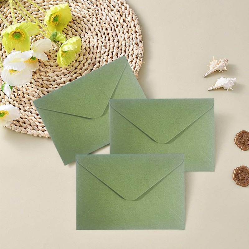 CZAKOMIX 60 Sheets Green Envelopes Elegant Wedding Envelopes Suitable for