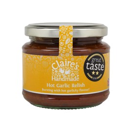 Claire's Handmade - Hot Garlic Relish (200g) - Great Taste Award Winning Traditionally Made Hot & Spicy Relish, Bursting with Flavour, Suitable for Vegetarian, Vegan & Gluten Free Diets, GMO Free