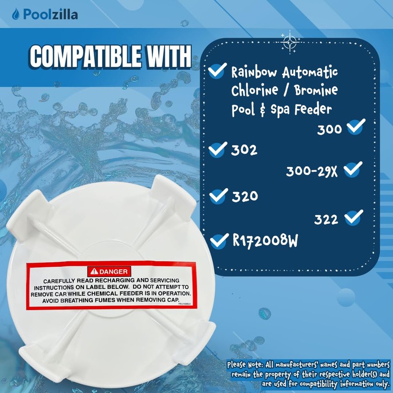 Poolzilla Chlorinator Replacement Lid - Compatible with Pentair R172008W, Rainbow