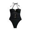 Milumia Women's One Piece Cut Out Ring Swimsuit Bandeau Textured