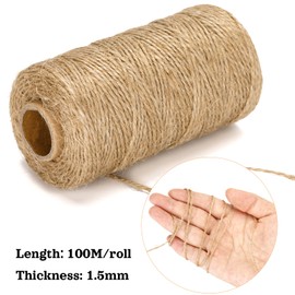 G2PLUS 300 m Brown Jute Cord, 1.5 mm Jute Cord for Garden, 3-Layer Craft Cord for Crafts, Jute Decorative Cord for DIY Arts and Crafts Gardening