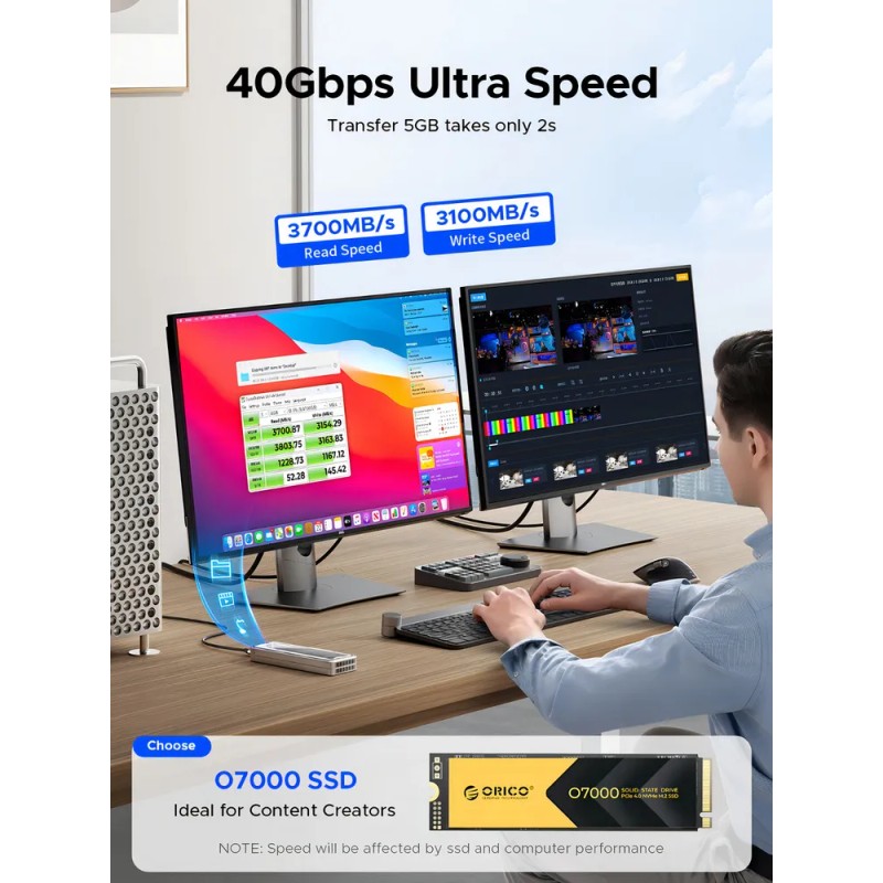 Orico Case Disco Duro M.2 Nvme Usb4 40gbps Ssd Gabinete
