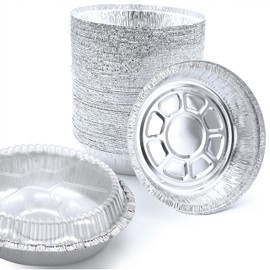 Spare Essentials 110 Pack - 7" Round Aluminum Pans with Lids - Aluminum Foil Pans with Clear Lids - Freezer & Oven Safe Round Foil Pans with Lids, Ideal for Baking, Takeout, Air Fryer, Disposable