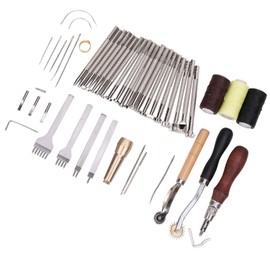 WedDecor Leather Craft Hand Tool Set, Leather Sewing Tools, DIY Leather Hand Stitching Tool Kit, Stamping Punch Tools for Sewing Leather and Leather Crafting – 48pcs