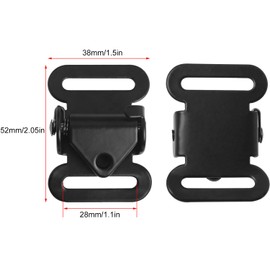LUORNG - 2 hebillas de liberación rápida de 1 pulgada con hebilla táctica para ventilador, correa para mochila, correa, hebilla de ajuste, color negro, Negro -, 52x38mm