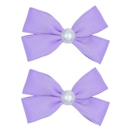 Pearl Hair Bows for Toddler Girls, Handmade Grosgrain Ribbon Hair Bow Clips Non-slip Alligator Clips Pear Girls Hair Accessories for Birthday, Back to School, Party, Purple