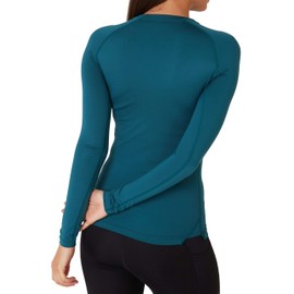 TCA Super Thermal Long Sleeve Women Running, Ski Base Layer - Compression Shirts Woman, Workout Tops for Women - Atlantic Deep, Medium