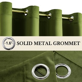 YOFUN Hunter Green Velvet Blackout Curtains 2 Panels Set, 84 inches Long Grommet Top Thermal Insulated Velvet Drapes for Living Room/Bedroom/Patio Sliding Door, W52 x L84 in