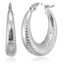 S.Michael Designs Stainless Steel 3/4" Inch Grad. Shrimp Hoop Earring