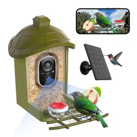oddkont Smart Bird Feeder with Camera, Bird Feeder Camera 2K HD Record Video Live View with Solar Panel, AI Identify Species Auto Capture, Instant Arrival Alerts, Gift for Birds Lover