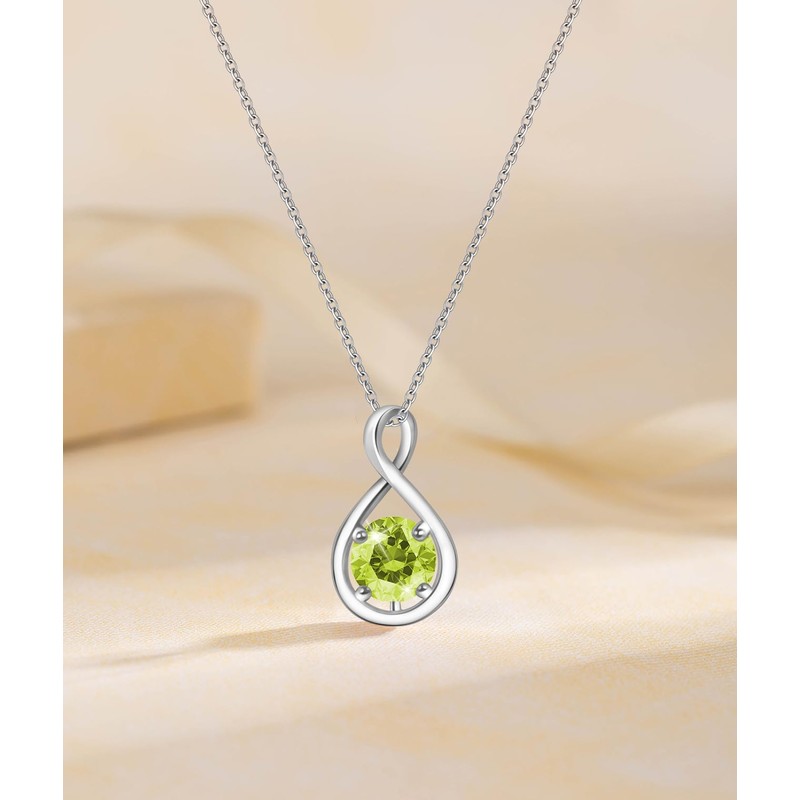 Eastlily Infinity Birthstone Necklaces for Women, 925 Sterling Silver Birthday