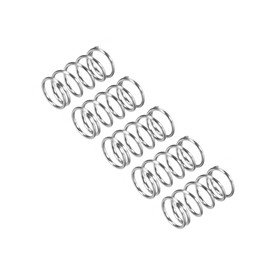 sourcing map Compression Spring, 5Pcs 304 Stainless Steel, 5mm OD, 0.6mm Wire Size, 10mm Free Length, Silver Tone