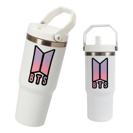 Termo Alto Acero Inoxidable Bts Logo Kpop 900 Ml Blanco
