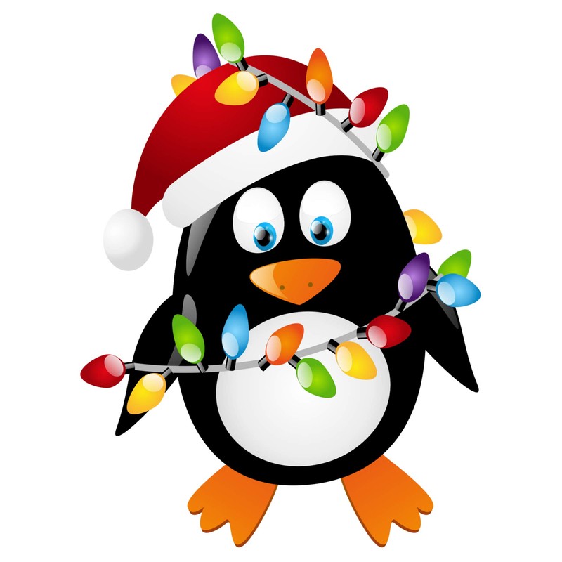 Christmas Penguin High Quality Double-Sided Window Cling with 20 Snowflakes