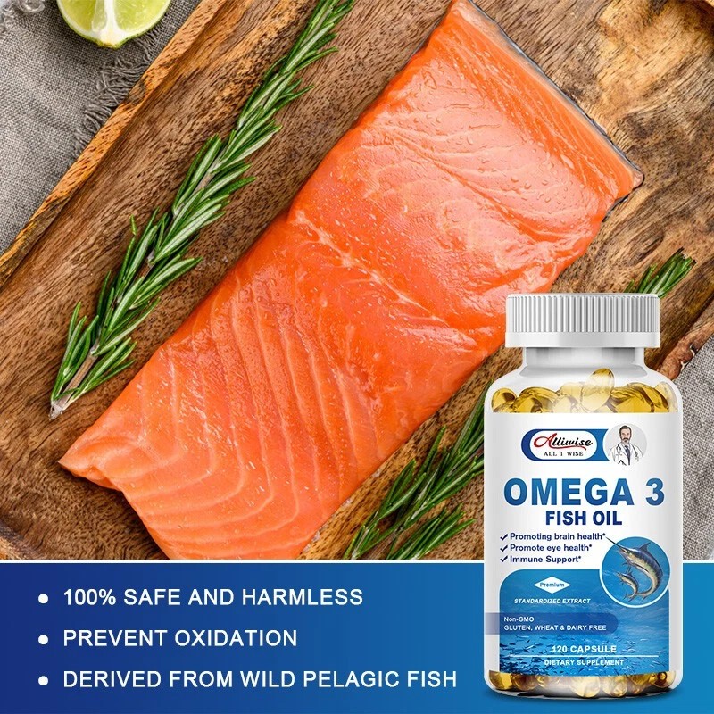 Alliwise 2x Omega 3 Fish Oil Capsules 3X Strength 3600MG