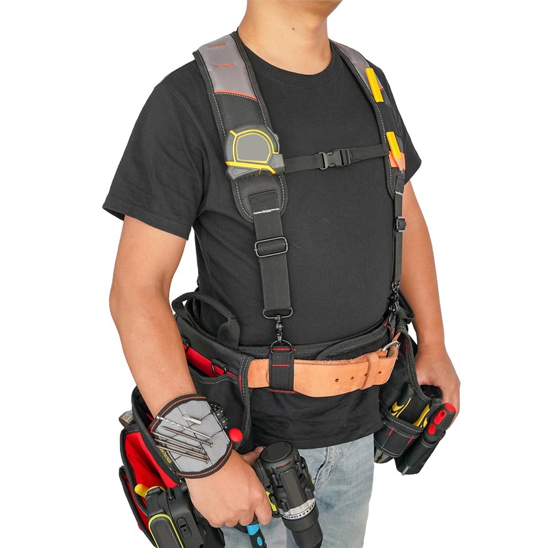 KUNN Tool Belt Suspender with Magnetic Wristband for Framer Carpenter