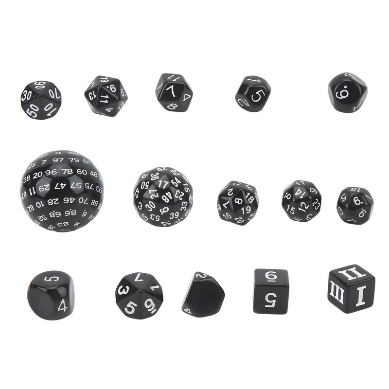 15Pcs Polyhedral Dice Set Acrylic D3 to D100 Table Gaming