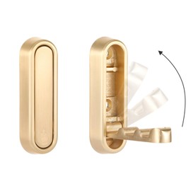 Qiuruoo 2PCS Invisible Folding Wall Hooks, Coat Rack Wall Mount, Foldable Clothes Hooks Can be Installed in Closets, Bedrooms, Bathrooms, Living Rooms, for Hanging Towels, Hats, Backpacks(Gold)