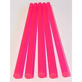 5 Pcs 1/2" Diameter x 18 Inch Clear Pink Fluorescent Translucent Extruded Acrylic - Plexiglass Rod - .50 Dia - 12.7mm