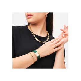 Daniel Wellington Crystal Link Bracelet, 185mm Chain Bracelet with CZ Crystal, 316L Stainless Steel Gold Mens Bracelet