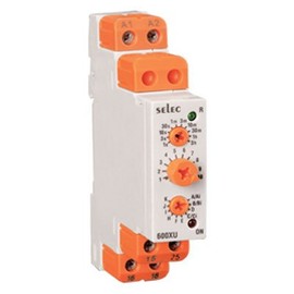 Selec Controls 600XU-A-1-CU Analog Rail Timer, DIN, 17.5 mm W x 90 mm H x 60 mm D