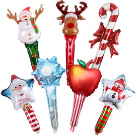 DUOLEIMI Christmas Balloons, Balloons, Stick Balloons, Set of 7, Christmas Party Props Aluminum Balloons Cheer Hammer Bang