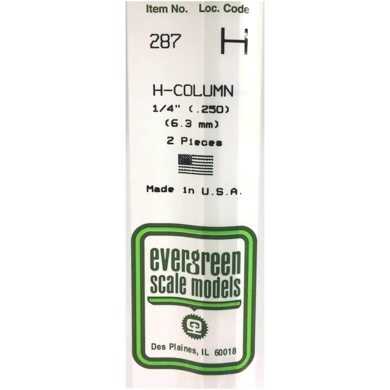 Evergreen 70EG287 Scale Model Plastic Rod, H Steel, Thickness 0.2