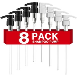 8-Pack Shampoo Pump for Liter 33.8 oz Shampoo and Conditioner, Pump Dispenser Fits Most Salon Bottles with 1-inch Wide Opening, Black & White Replacement Pump for Soft Hair Products, Body Wash, Lotion