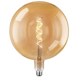 ESCENA Artist Series LED Globe Decorative Light Bulb 4W, 9.84 Inch Dia. Ultra-Large G250 Round Edison Bulbs Dimmable, 20W Equivalent, Flexible Spiral LED Filament Bulb, E26 Base, 2200K Amber Warm